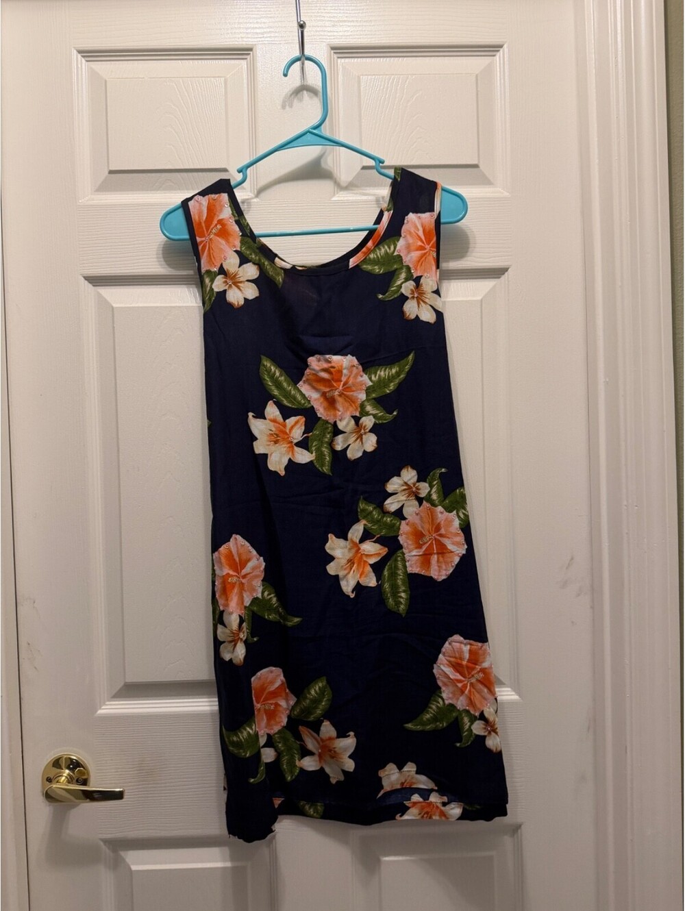 Paradise Bay Navy Floral Sleeveless Tie Back Dress Large